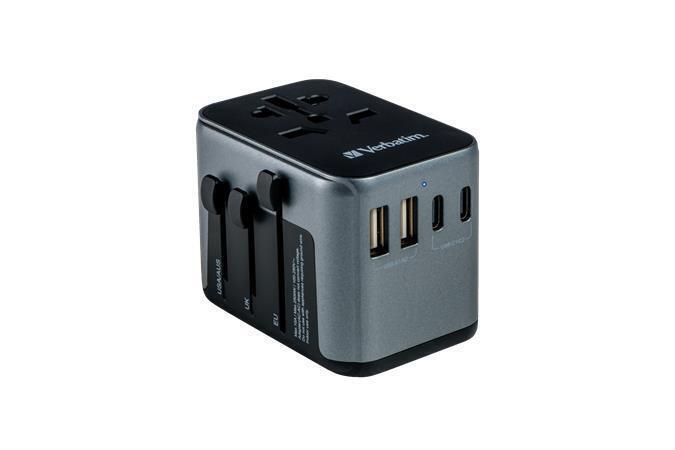 Cestovní adaptér "UTA-03", univerzální, USB-A (QC 3.0) / USB-C (PD30W) 2x USB, VERBATIM 49545