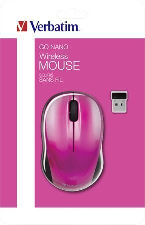 Myš "Go", růžová, bezdrátová, optická, standardní velikost, VERBATIM