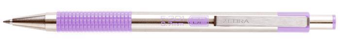 Kuličkové pero "F 301", modrá, 0,24 mm, fialové tělo z nerezové oceli, ZEBRA 90708