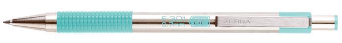 Kuličkové pero "F 301", modrá, 0,24 mm, green tělo z nerezové oceli, ZEBRA 90704