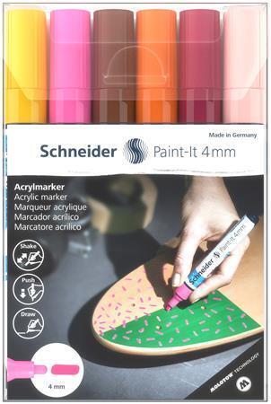 120297 Akrylové popisovače "Paint-It 320", sada 6 barev, 4 mm, SCHNEIDER