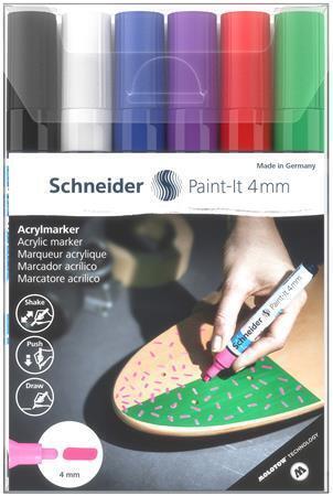 120295 Akrylové popisovače "Paint-It 320", sada 6 barev, 4 mm, SCHNEIDER