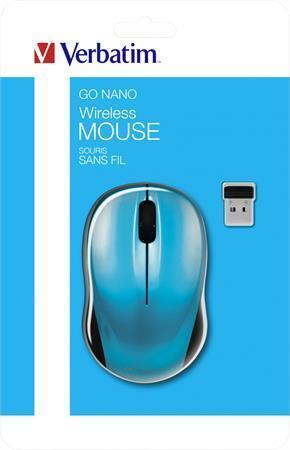 Myš "Go", karibská modř, bezdrátová, optická, standardní velikost, VERBATIM