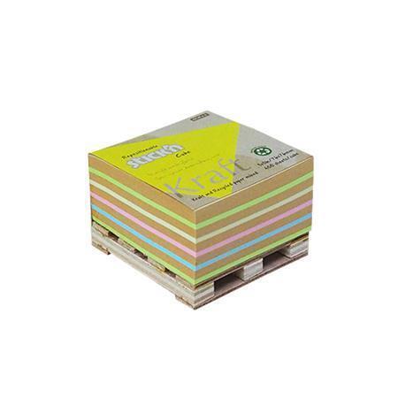 Samolepicí bloček "Kraft Cube", mix barev, 76x76 mm, 400 listů, mini paleta STICK N 21817