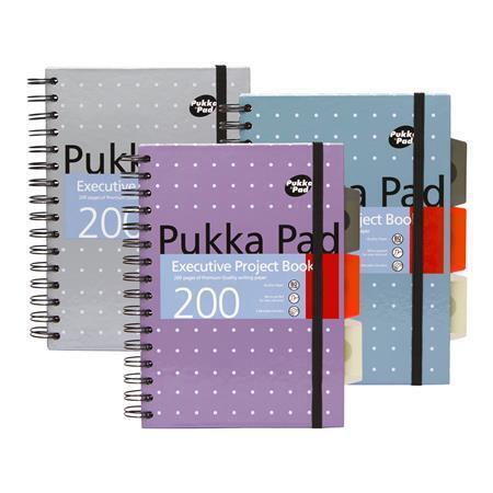 Spirálový sešit "Metallic Project Book", mix barev, A5, linkovaný, 100 listů, PUKKA PAD 6336-MET