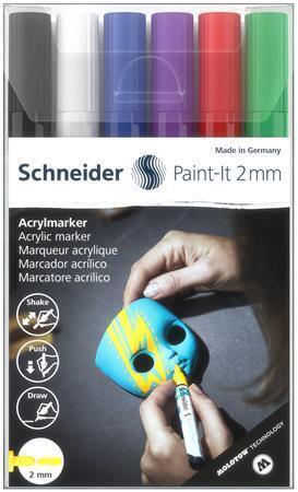 120195 Akrylové popisovače "Paint-It 310", sada 6 barev, 2 mm, SCHNEIDER
