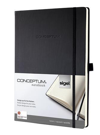 Záznamní kniha "Conceptum", černá, čtverečkovaná, tvrdé desky, A6, 194 listů, SIGEL