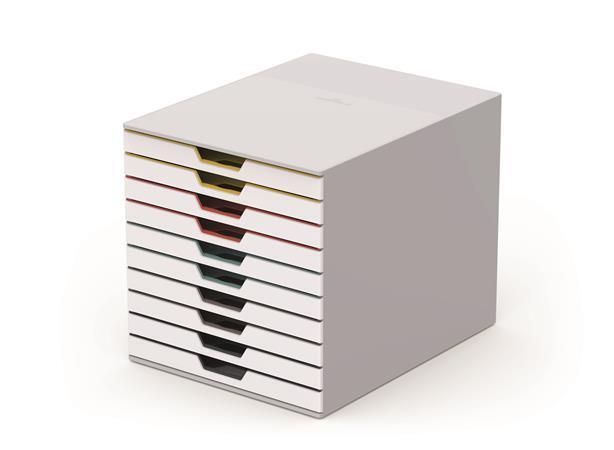 Zásuvkový box "VARICOLOR® 10", světle šedá, plastový, 10 zásuvek, DURABLE