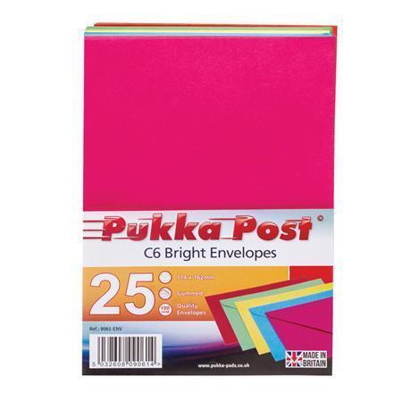 Obálky "Bright", mix zářivých barev, C6, pogumovaný povrch, PUKKA PAD 9061-ENV