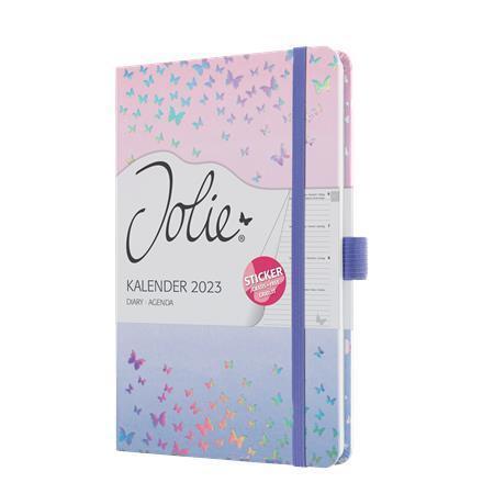 Diář "Jolie", motýli růžová-fialová, A5, týdenní, 2023, tvrdé desky, SIGEL J3347