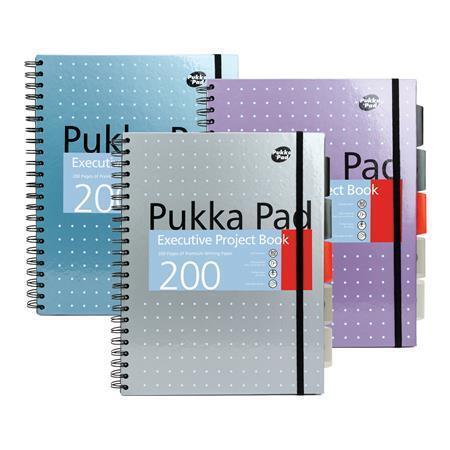Spirálový sešit "Metallic Project Book", mix barev, A4+, linkovaný, 100 listů, PUKKA PAD 6970-MET